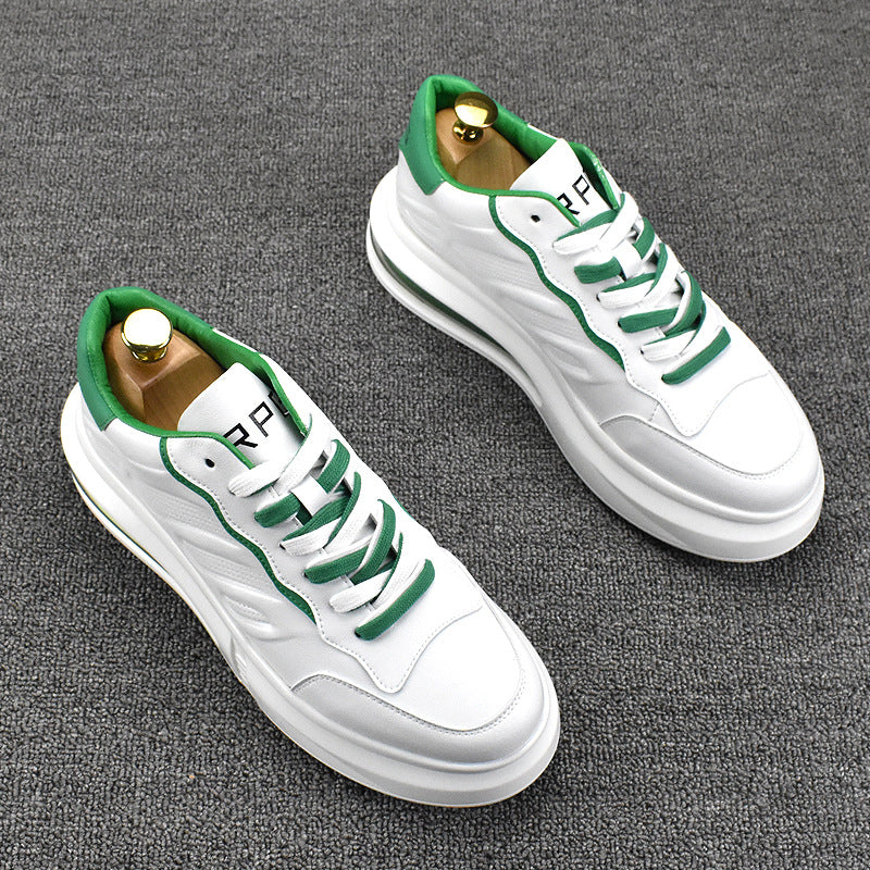 Men's White Height Increasing Insole Breathable Trendy Casual Shoes