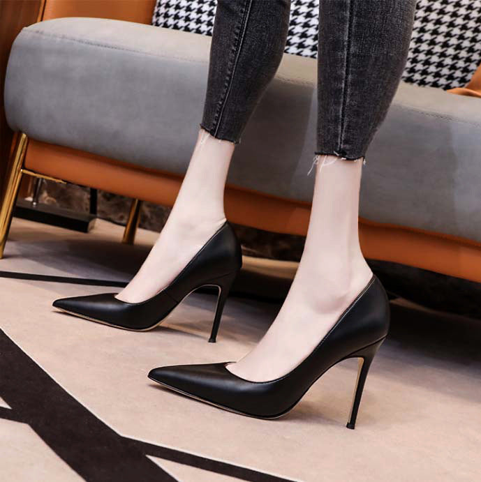 Women's Black High Stiletto Business Wear Low Women's Shoes