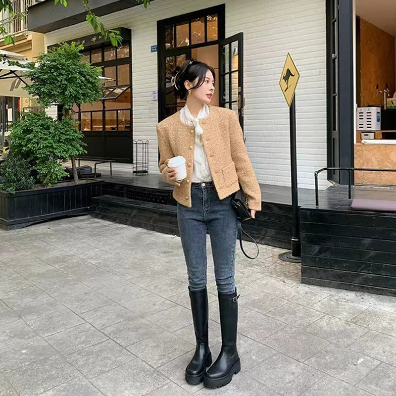 Small High Leg Side Zipper Below The Knee Boots