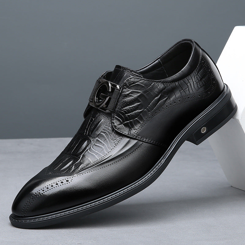 Men's First Layer Cowhide Business Fashion Soft Leather Shoes