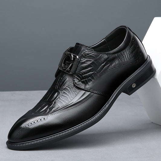 Men's First Layer Cowhide Business Fashion Soft Leather Shoes