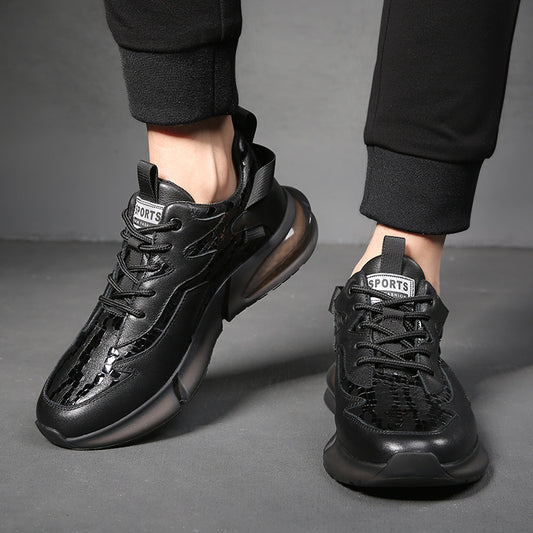 Men's Genuine Autumn First Layer Cowhide Platform Sneakers