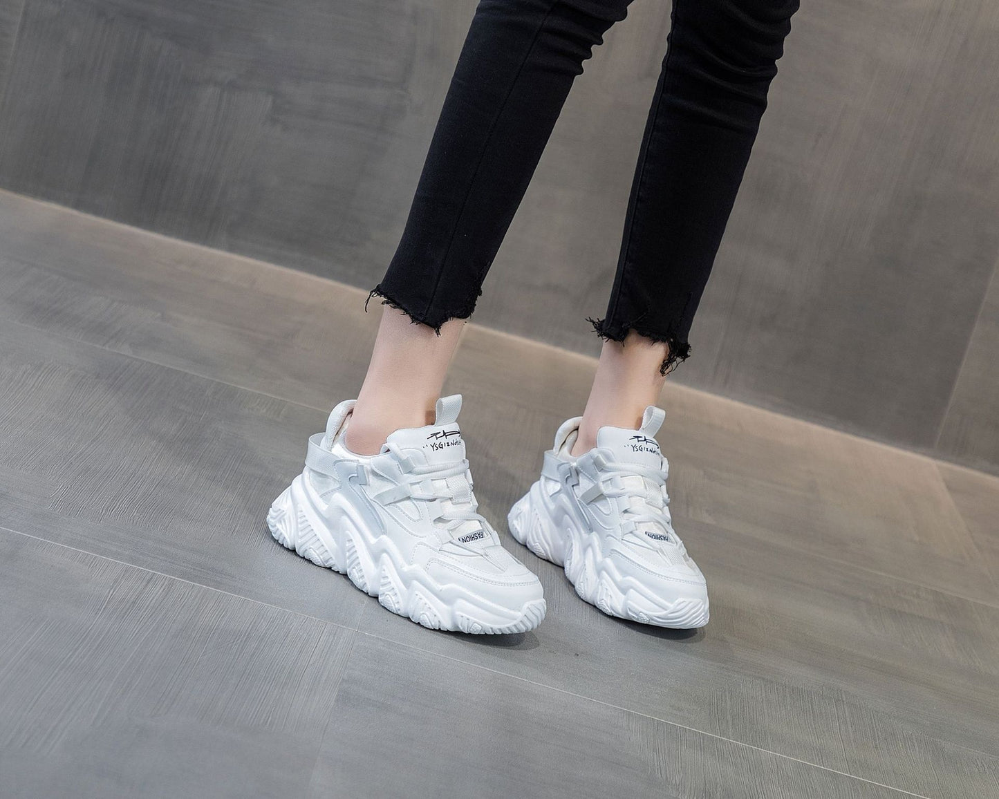 Women's Dad Large Size Veet Padded Platform Sneakers
