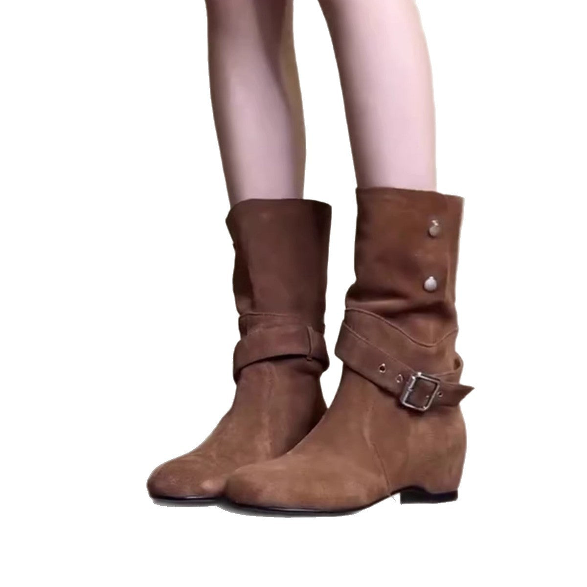Women's Sheepskin Version Korean Style Fold Two Wear Western Boots