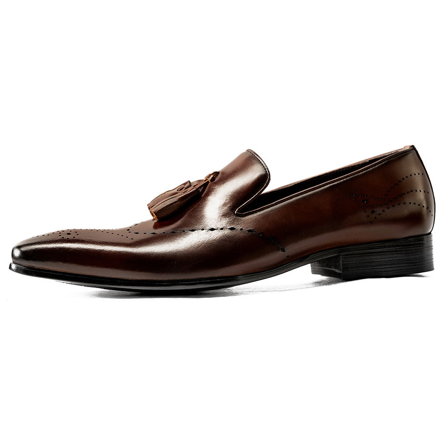 Men's Formal Wear Tassel Slip-on Pointed Men's Business Leather Shoes