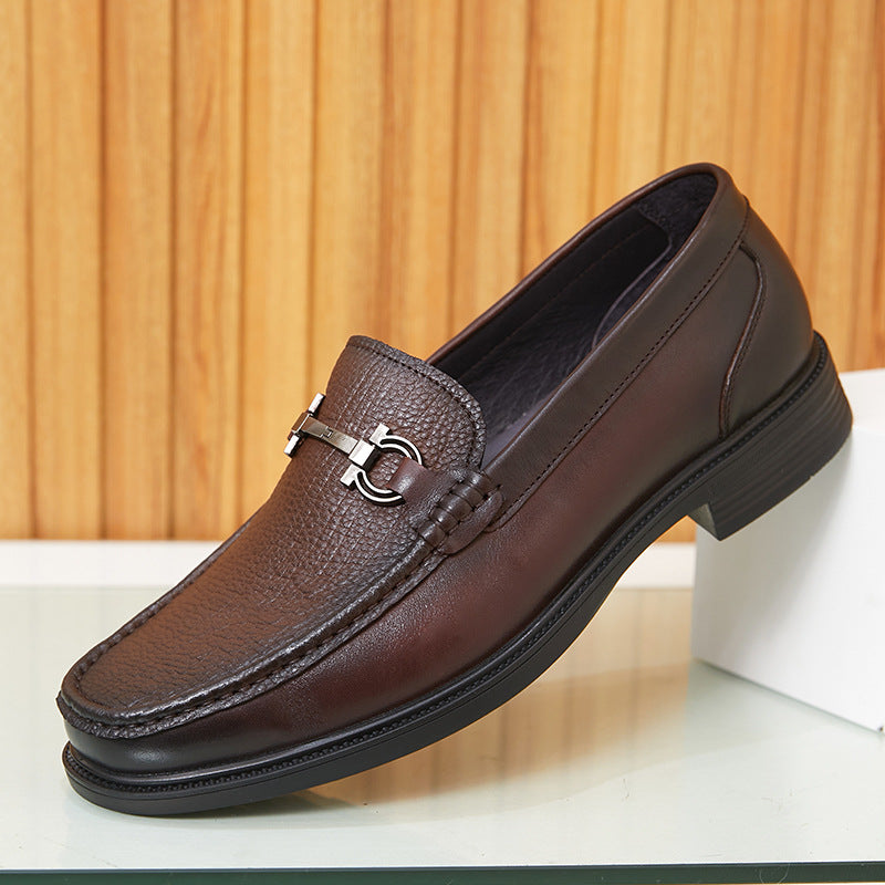 Men's Autumn Genuine Slip On Business Low Comfortable Leather Shoes