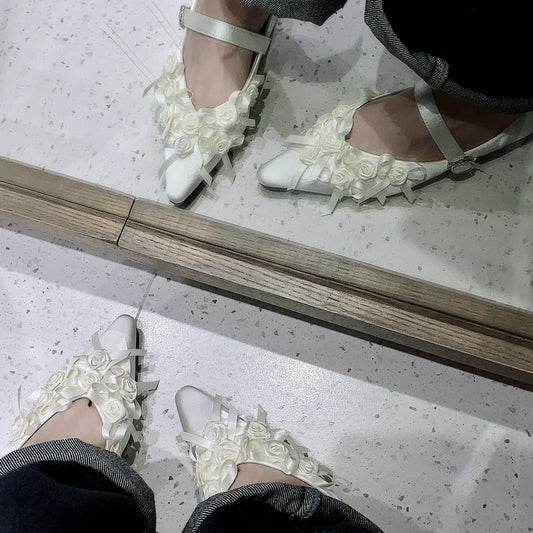 Women's Bowknot Ballet Korean Style Black White Men's Shoes