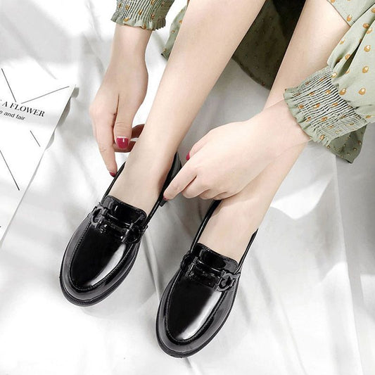 Women's British Style Black Korean Versatile Pumps Casual Shoes