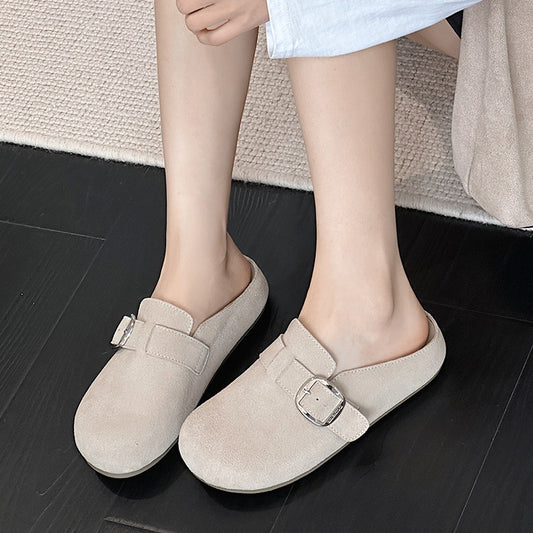 Women's Toe Box Semi Outer Wear Light Soft Bottom Slip-on Sandals