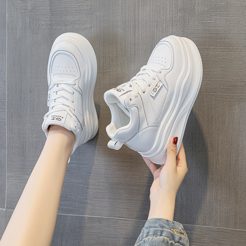 Women's & Children's Thick Bottom Height Increasing Insole Leisure High Top Leather Shoes