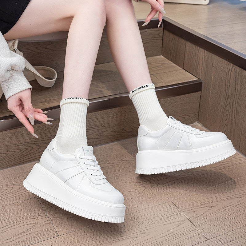Women's Four Platform Board White Fleece-lined Women's Casual Shoes
