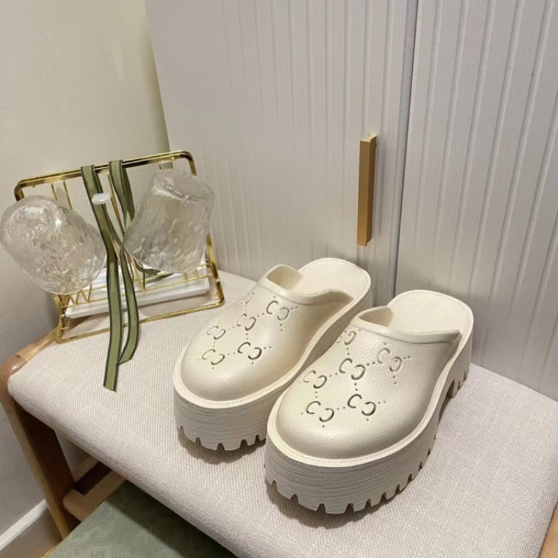 Women's Hole Toe Cap Back Empty Summer Thick Bottom Slippers