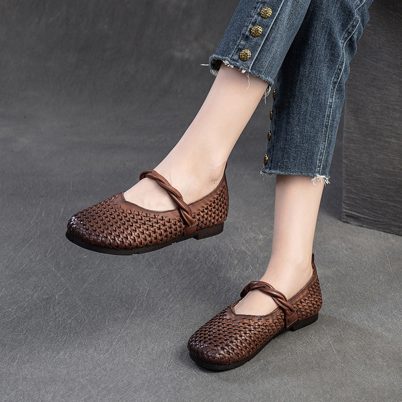 Women's Shu Retro Comfort Flat Artistic Hand-woven Casual Shoes