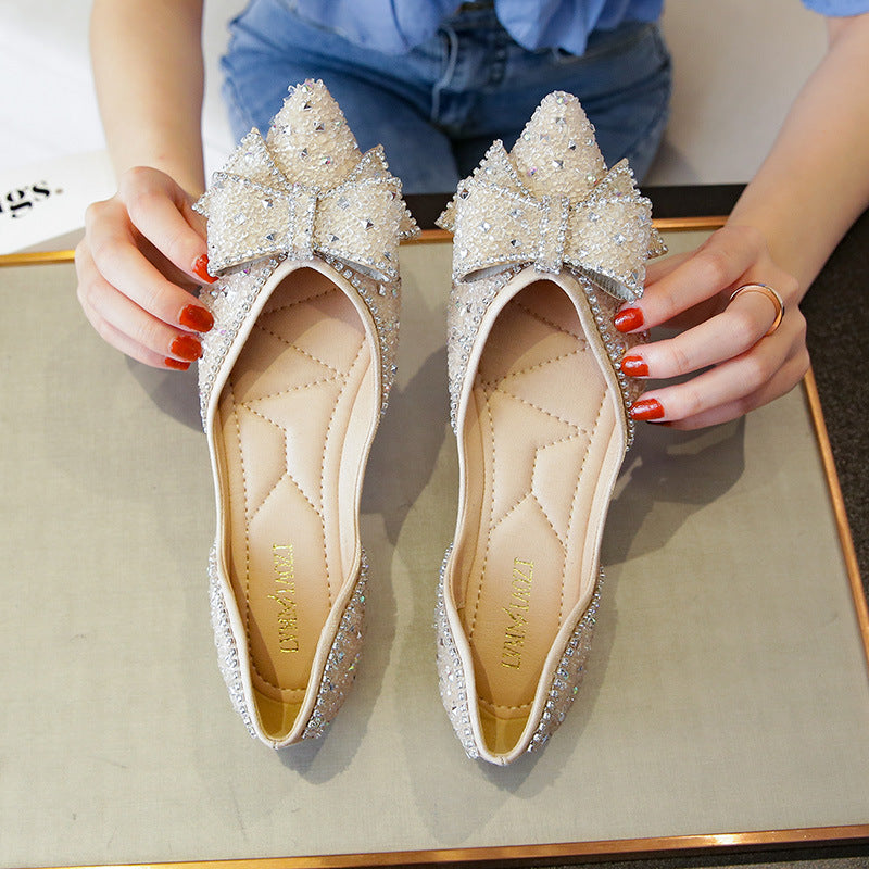 Women's Pumps Summer Low-cut Soft Bottom Rhinestone Casual Shoes