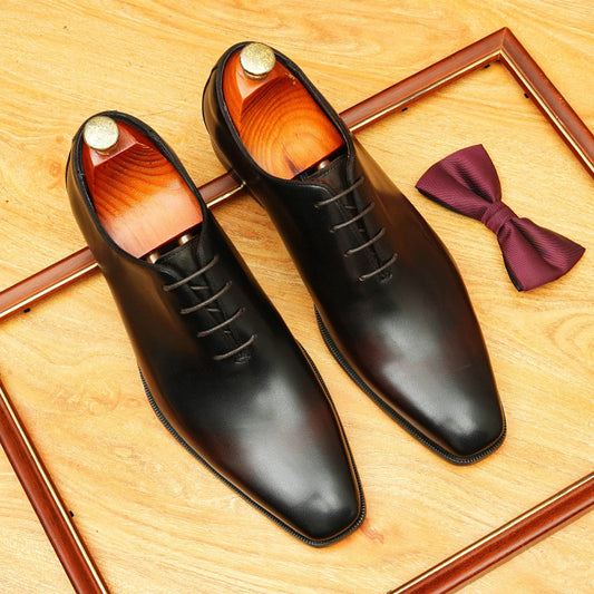 Graceful Men's British Pointed Formal Oxford Men's Business Leather Shoes