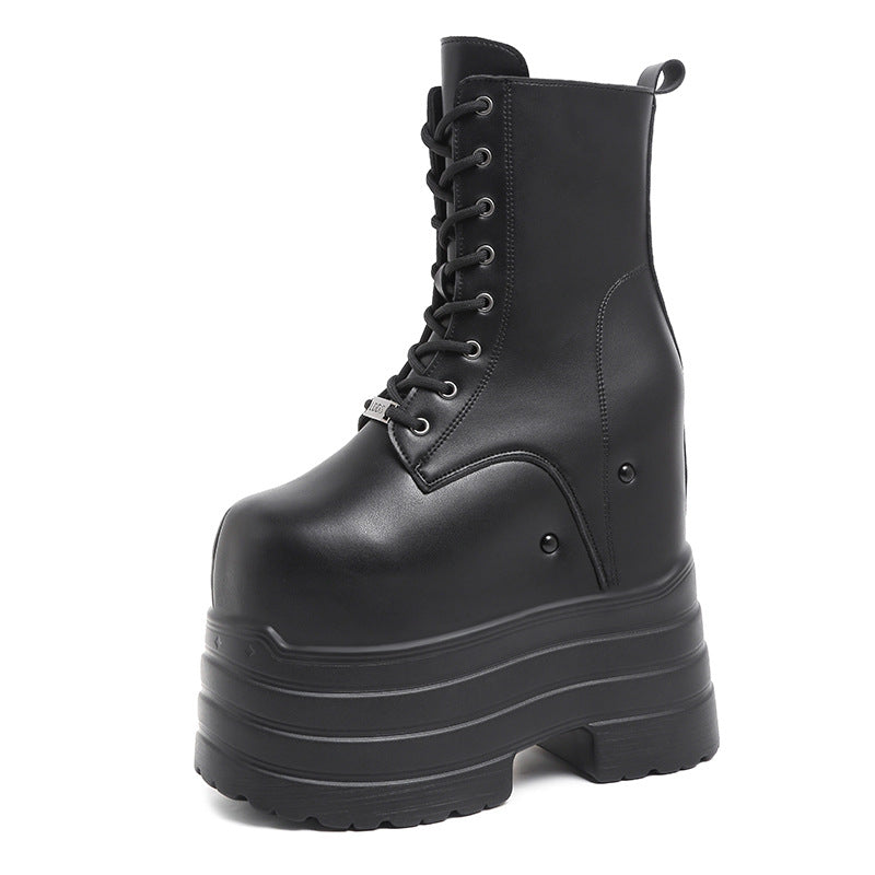 Elevator Integrated Thick Bottom Small Man Plus Size Exhibition Women's Leather Boots