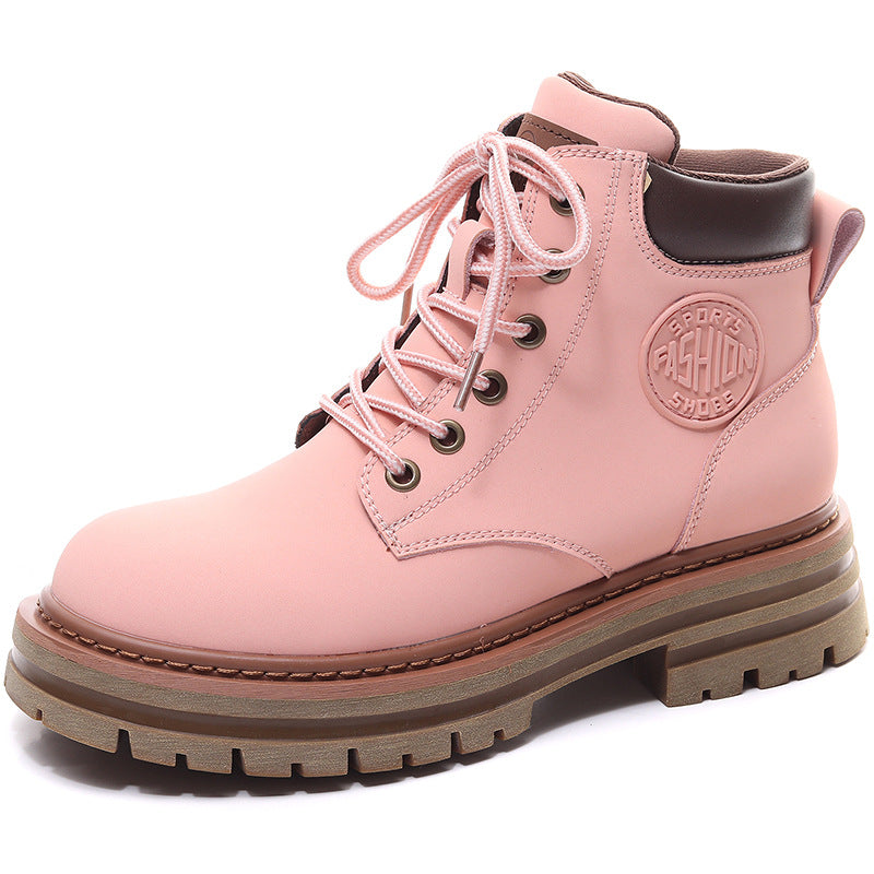 Women's Platform Martin Fashion Big Head Booties Worker Boots