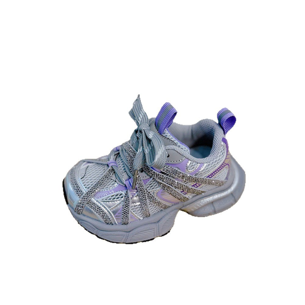 Children's Spring Little Sweet Light Diamond Korean Style Western Casual Shoes