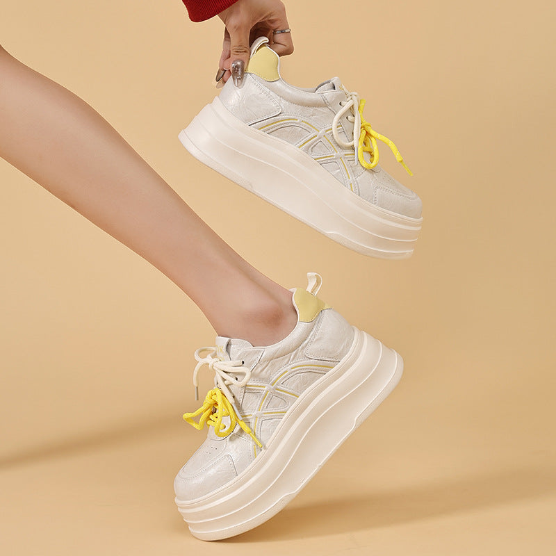 Women's Spring Invisible Hidden Platform Trendy White Women's Casual Shoes