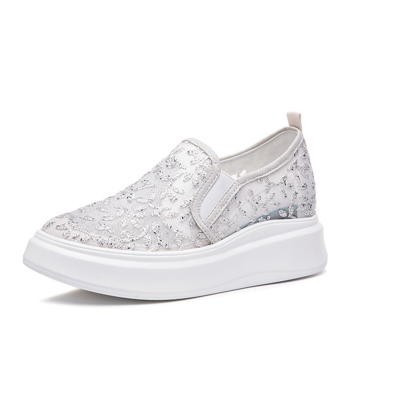 Women's White Height Increasing Insole Platform Small Size Women's Casual Shoes