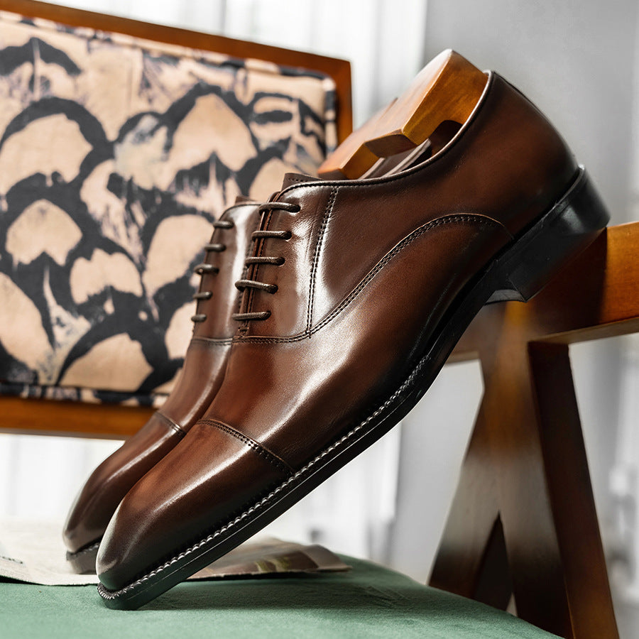 Men's Formal Wear Square Toe High-grade Cowhide Men's Business Leather Shoes