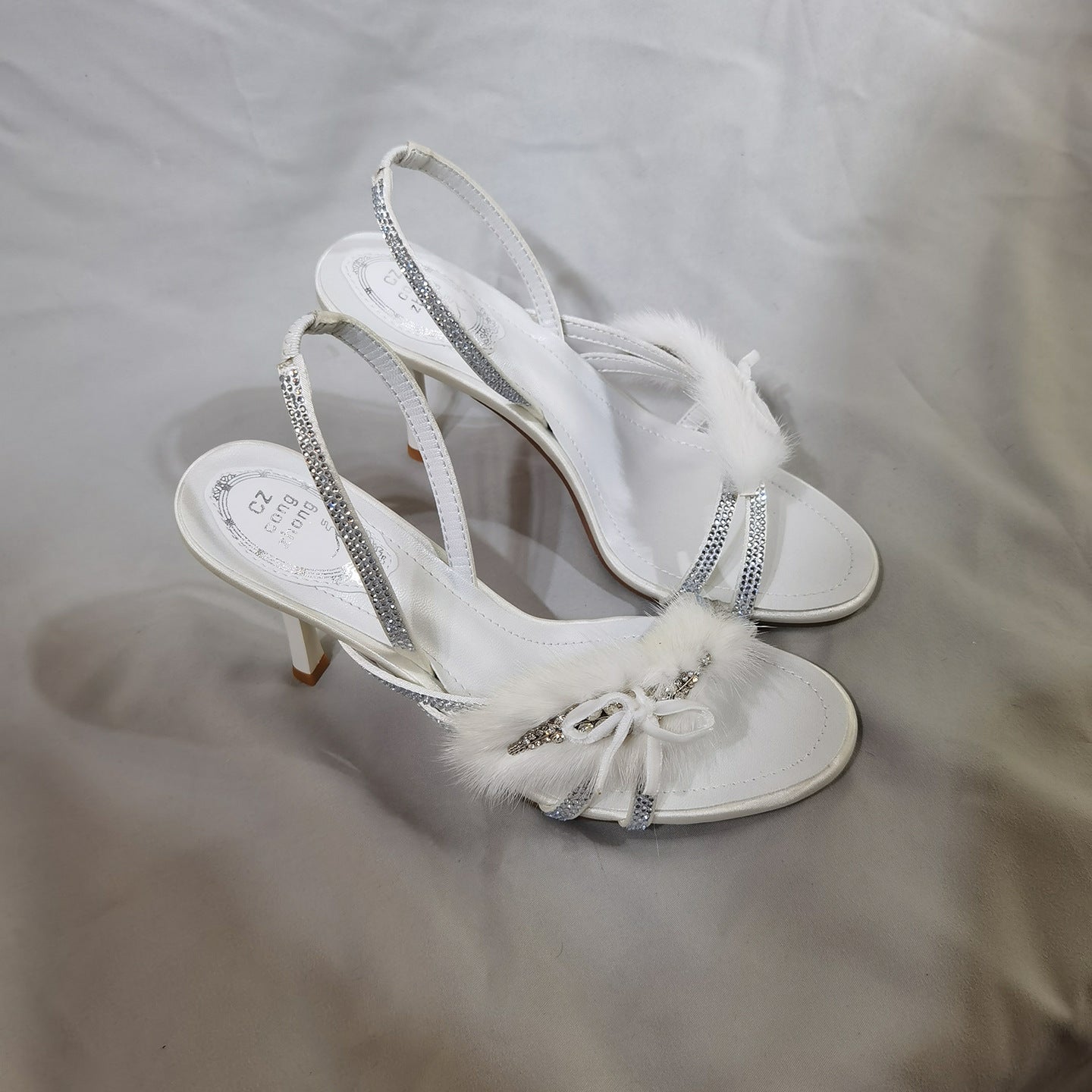 Luxury Mink Fur Stiletto Banquet Party High Heeled Sandals