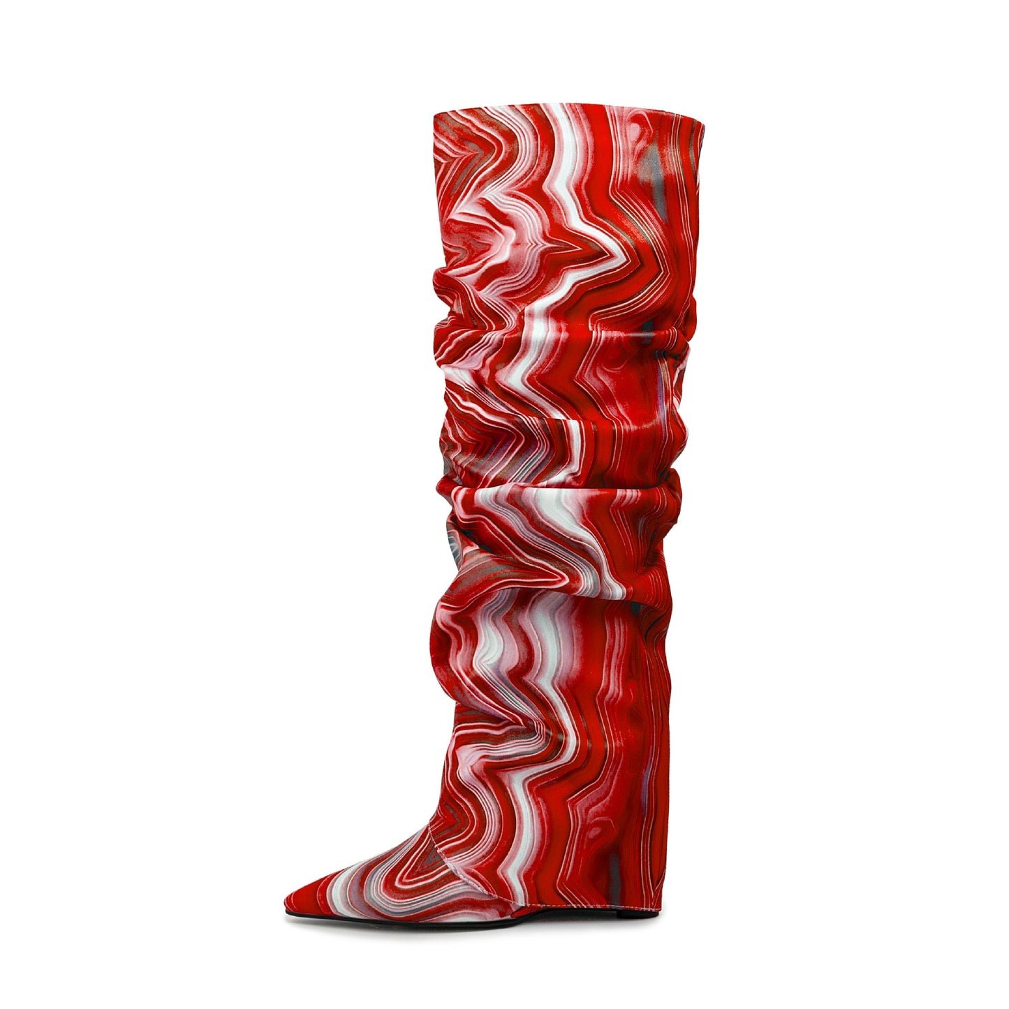 Wedge Geometric Colorful Abstract Sleeve Flanging Women's Leather Boots