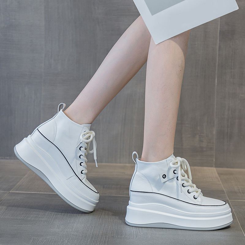 Women's Platform Autumn Versatile Height Increasing White Women's Casual Shoes