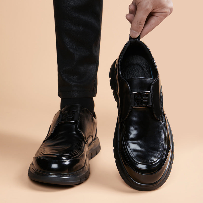 Men's Layer Cowhide Formal Thick Bottom Light Luxury One Men's Business Leather Shoes