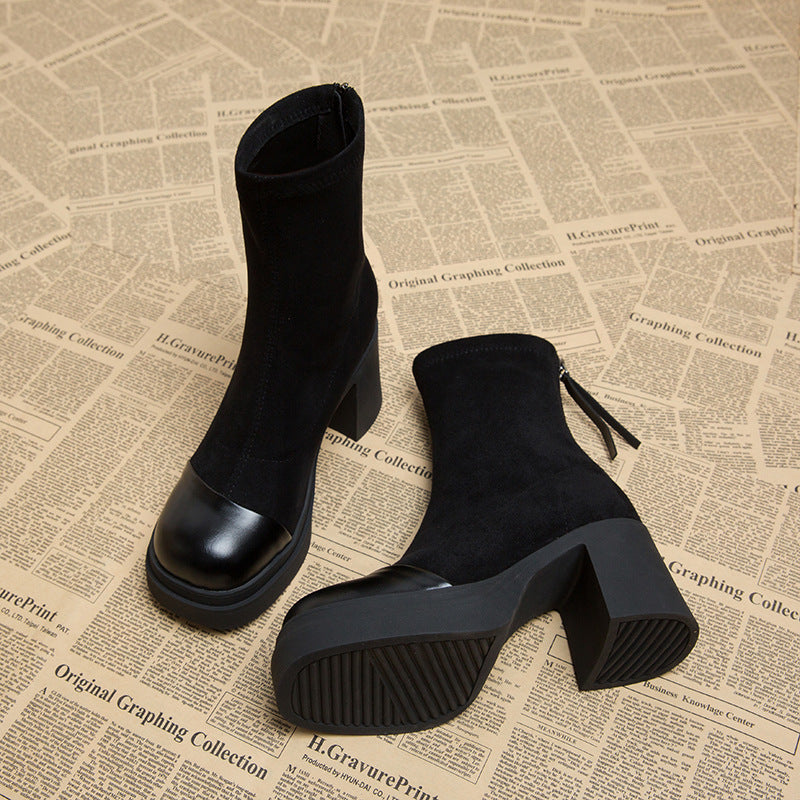 Women's Pick Up Popular Suede High Ankle Heels