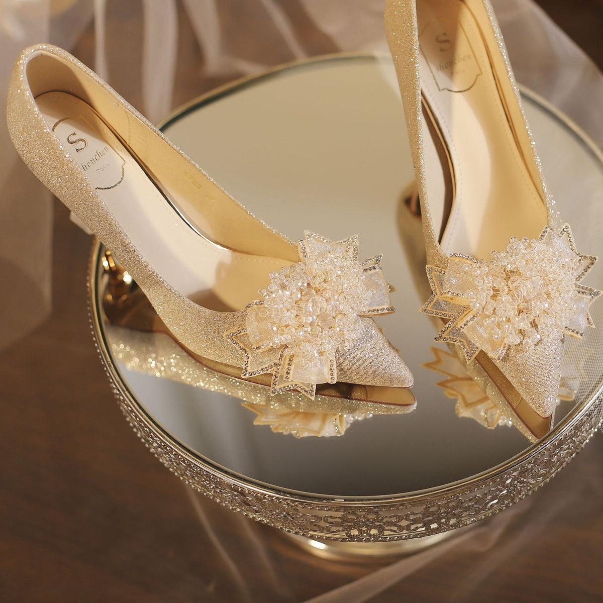Women's Wedding Not Tired Feet Dress Two-way Wear Crystal High Women's Fashion Shoes