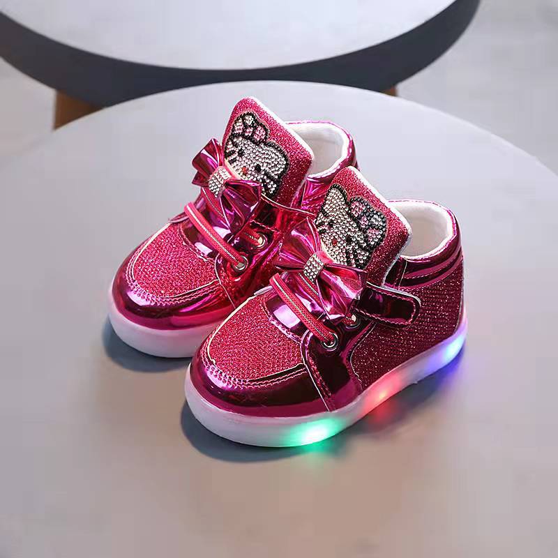 Children's Princess For Rhinestone Breathable Light Up Kid's Sneakers