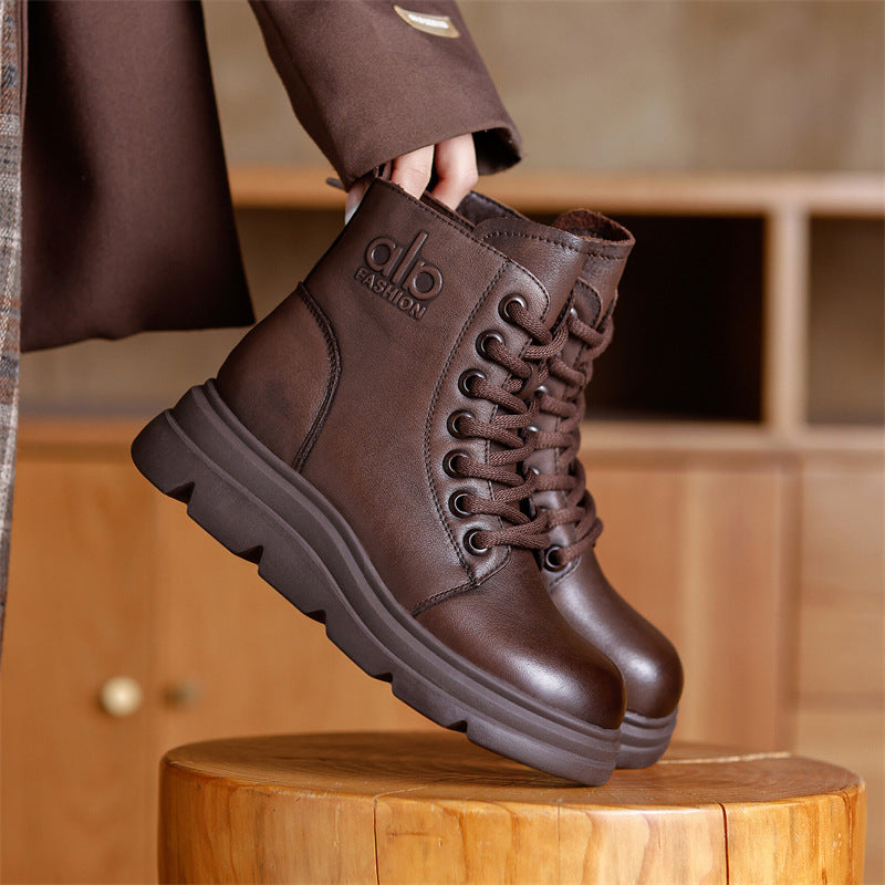 Thick-soled British Style Martin Retro Handmade Leisure Round Boots