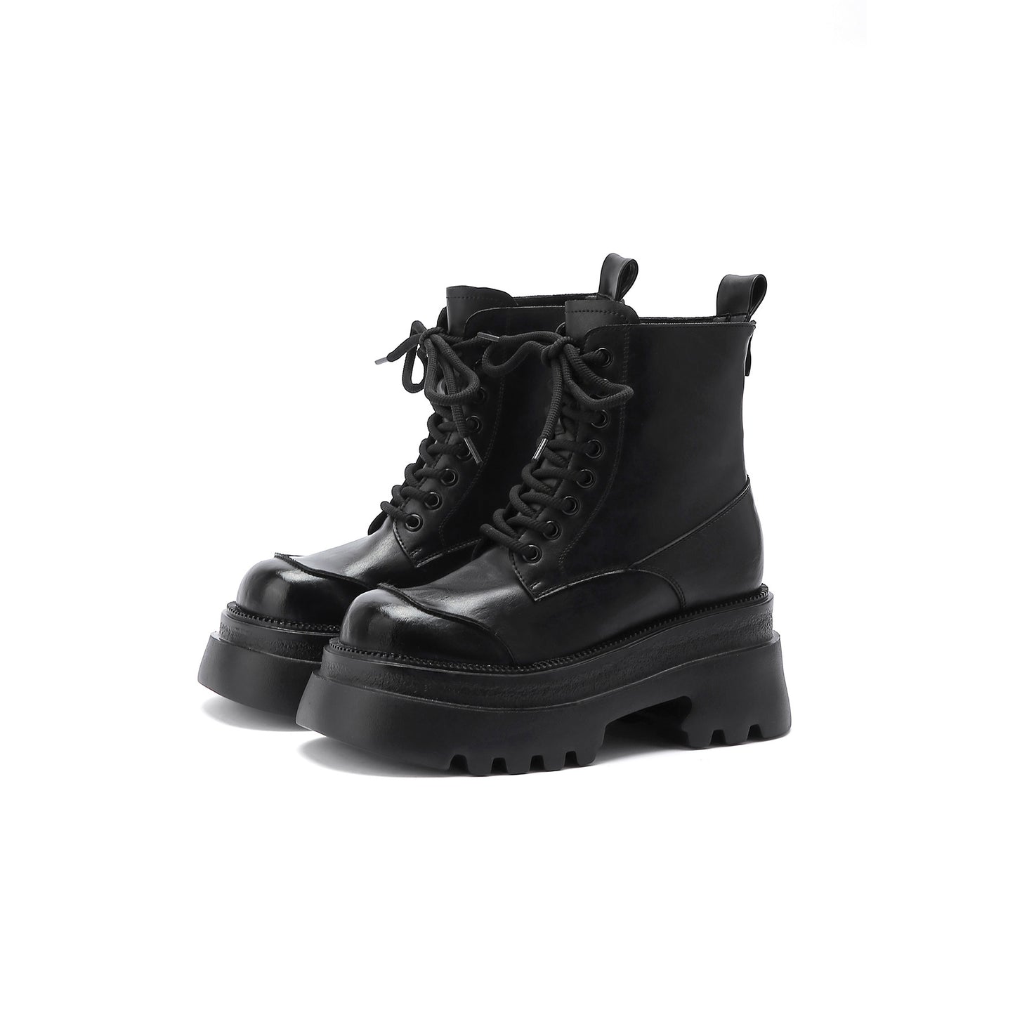 Women's Retro Brown Muffin Platform Lace Up Short British Style Boots