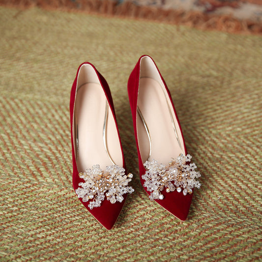 Women's Crystal Bridal Big Red High Not Women's Shoes