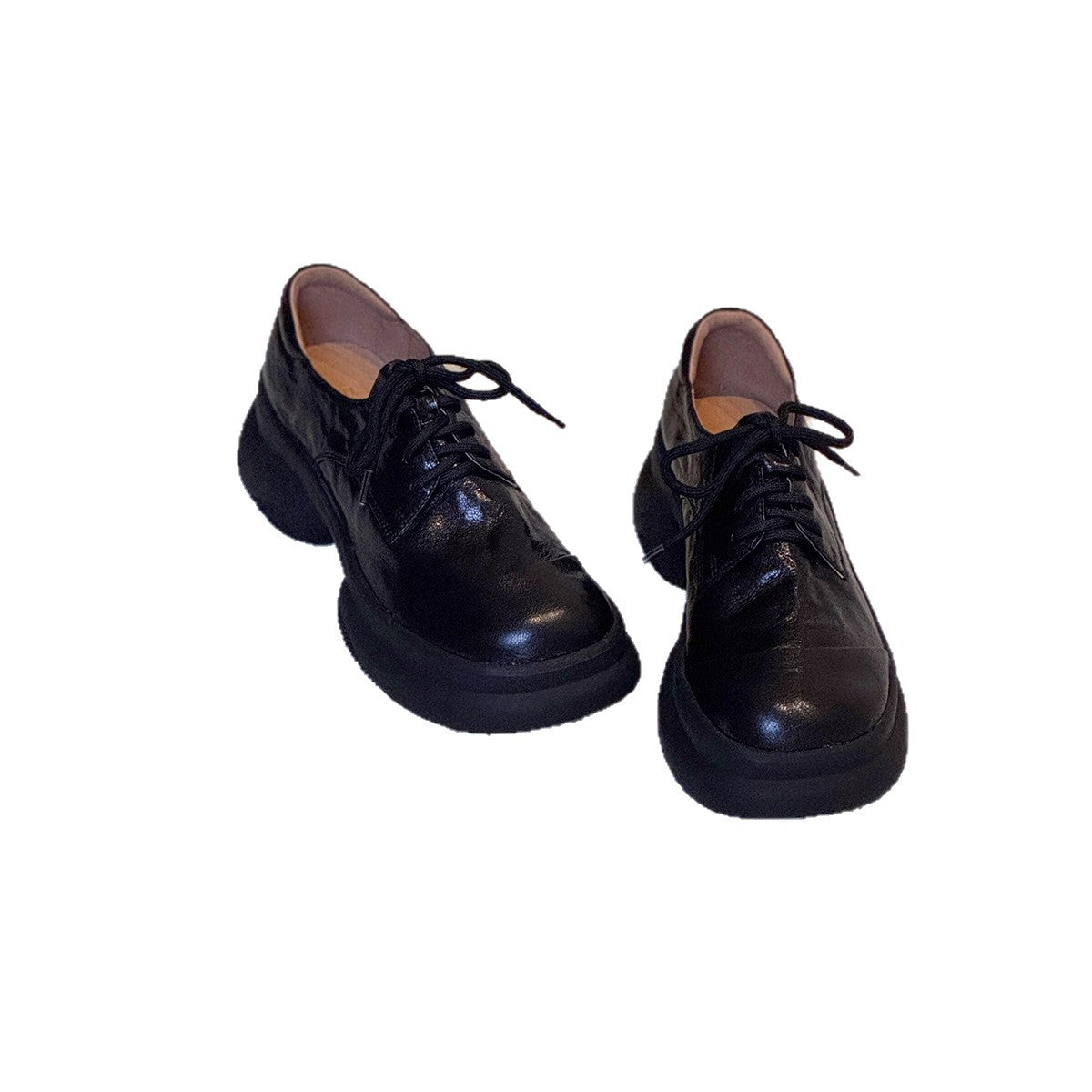 Women's Versatile Small Comfortable Not Tired Feet Chunky Leather Shoes