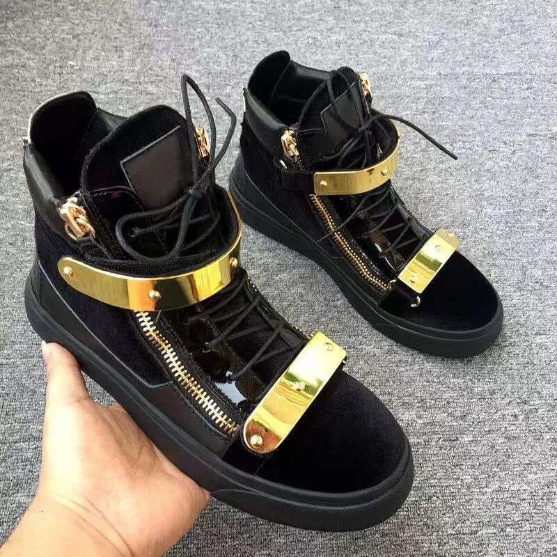 Board High Version Trendy Double Zipper Design Genuine Sneakers