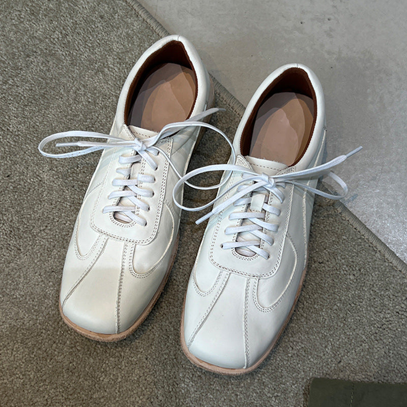 Women's Version Artistic Retro Square Toe Laces Small Ballet Women's Casual Shoes