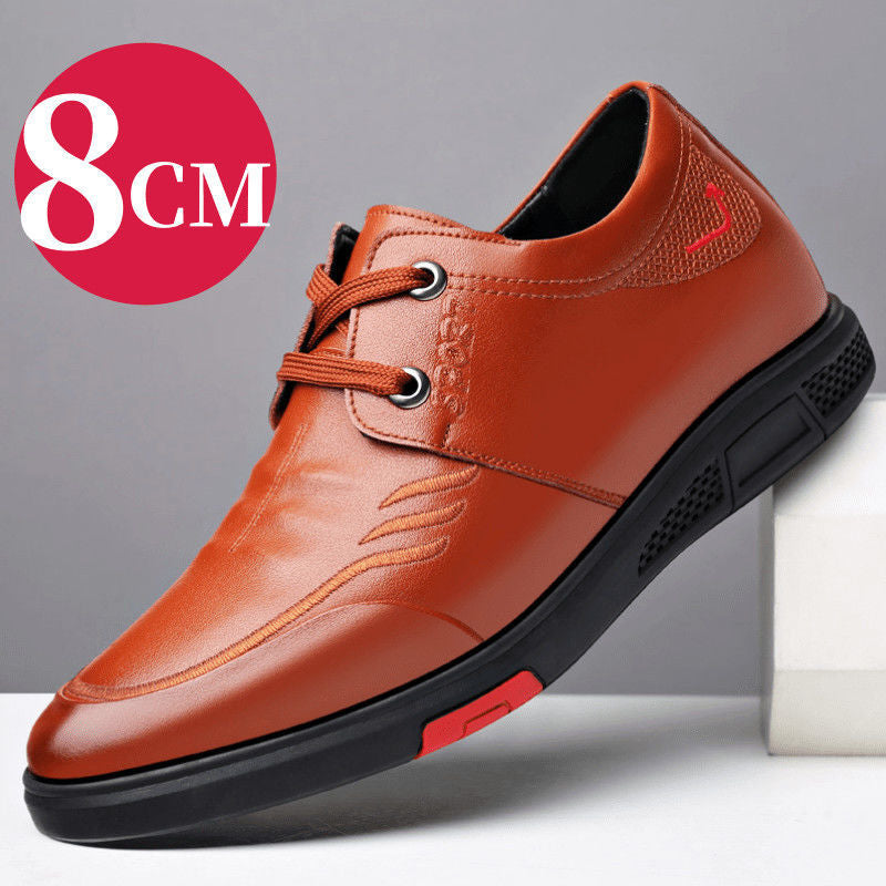 Men's Soft Bottom Green Invisible Height Increasing Insole Cowhide Live Men's Sports Shoes