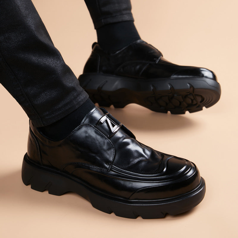 Men's Layer Cowhide Slip-on Formal Height Increasing Men's Business Leather Shoes