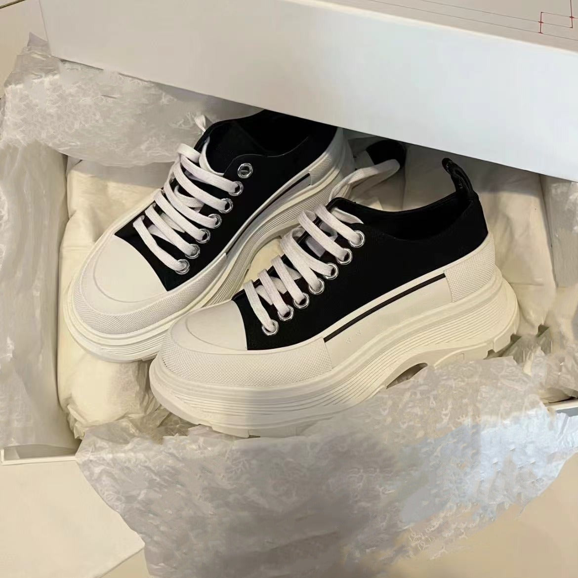 High Version Mcqueen Versatile Muffin Platform White Increased Women's Canvas Shoes