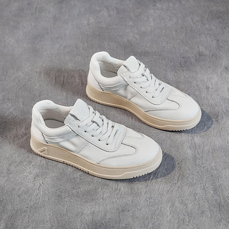 Women's First Layer Cowhide Easy Wear Flat Sneakers