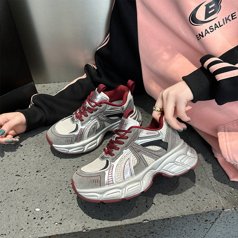 Women's Authentic Clunky Thick Bottom Height Increasing Insole Sneakers