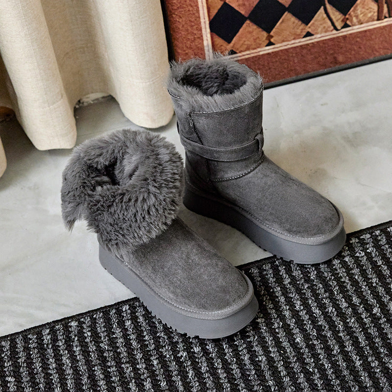 Women's Height Increasing Insole Two-way Thick Bottom Super Women's Snow Boots