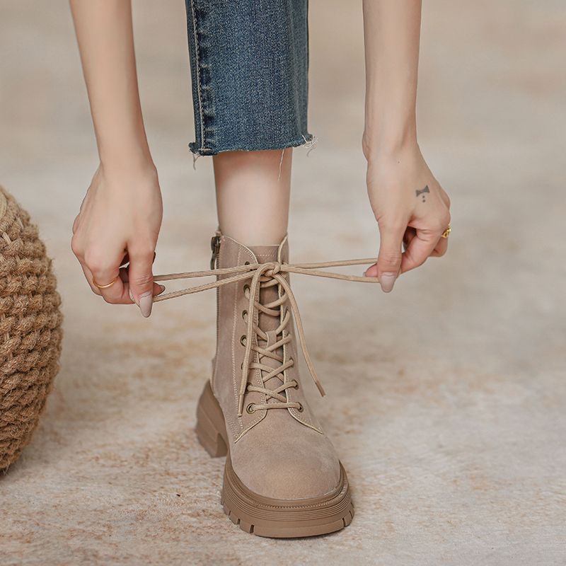 Versatile Abrasive British Fan Platform Ankle Vintage Martin Female Height Women's Leather Boots