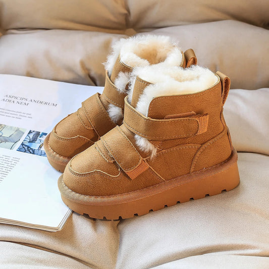 Children's Fur Integrated Fleece-lined Thickened Boys Big Kid's Snow Boots