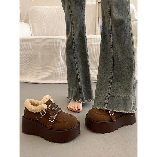 Height Increased Cotton Female Winter Fleece Lined Padded Warm Keeping Boots