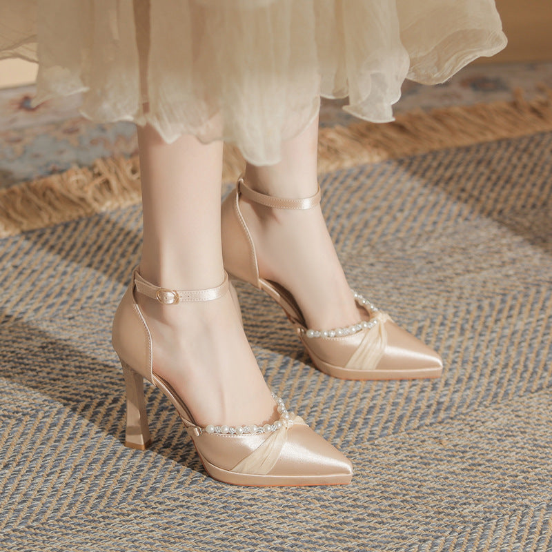 Fashion Summer Pointed Toe Chunky Waterproof High Heeled Sandals