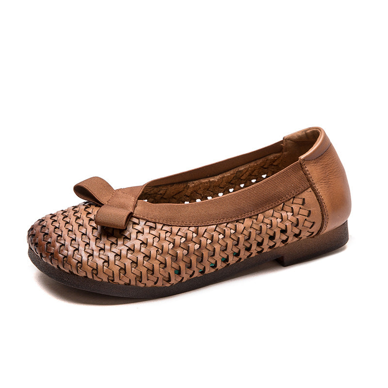 Women's French Flat Hole Mom Extra Large Size Comfortable Men's Shoes