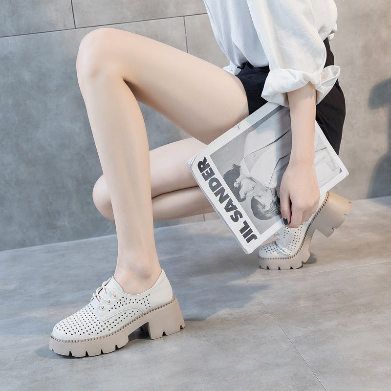 Women's Thick Pumps Spring High Genuine Platform Casual Shoes